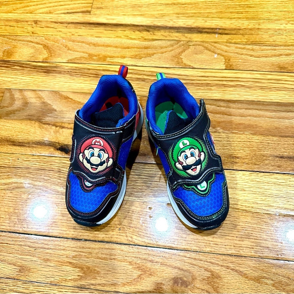Nintendo Blue and Black Sneakers with Super Mario Design Shoes Kids 12 Boys